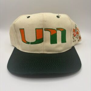 Miami Hurricanes Vintage U NCAA Collegiate Snapback Hat Cream Green Orange